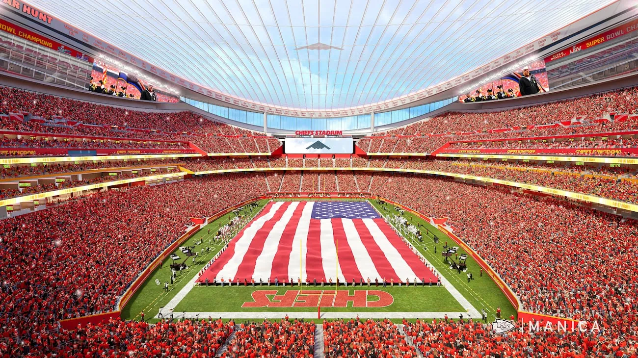 Renderings of the new stadium for the Kansas City Chiefs are released by the team and MANICA...