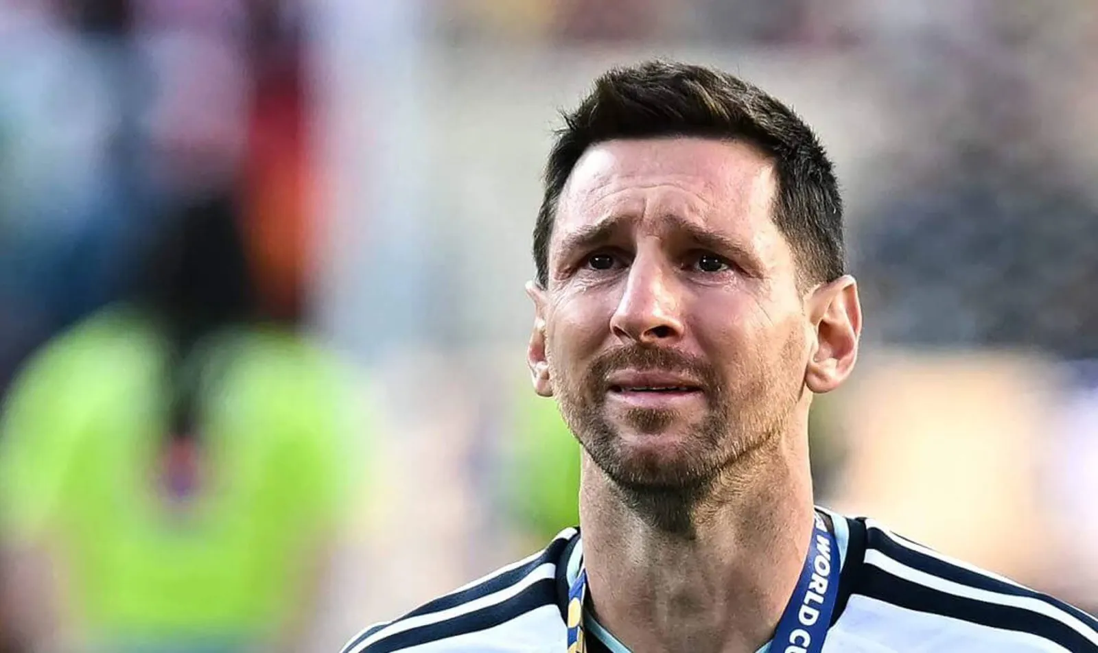 Lionel Messi crying after the World Cup final